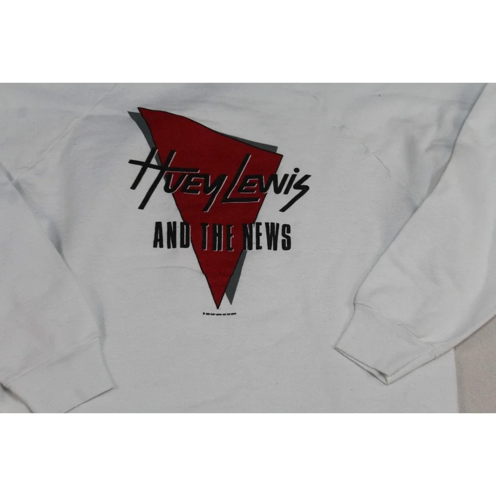 Wrights Men White Sweater Crew Neck Long Sleeve Casual Huey Levis Size Large